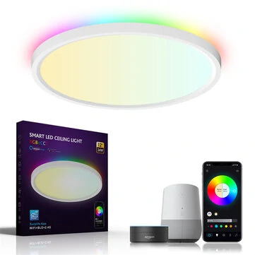 30W Smart LED Ceiling Light Dimmable Ceiling Light Fixture 2700K~6500K, RGB Ambient Light Work with Alexa Google Home for Bedroom Living Room