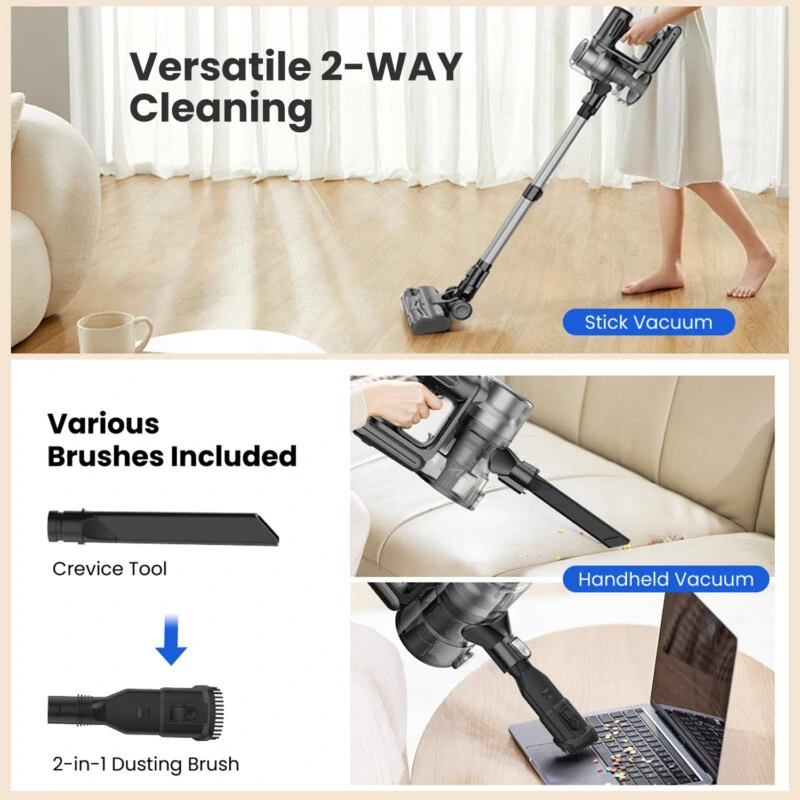 [EU Direct] Proscenic P13 Cordless Vacuum Cleaner, 35Kpa Suction Stick Vacuum with LED Display, Vertect Light, Max 45mins Runtime, 1.2L Dustbin,Deep Clean for Pet Hair, Hard Floor & Carpets