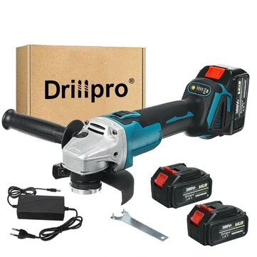 [EU Direct]Drillpro Cordless Brushless Angle Grinder 18V 800W High Power Output with Overload Resistance Compact Tool for Efficient Outdoor Operations Comes in Multiple Packages with Lithium