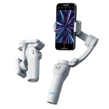 TOKQI M01 3-Axis Gimbal Stabilizer with Filling Light Anti-shake Handheld Smartphone Gimbal with Foldable Tripod for Vlogging Taking Photo Mobile Phone