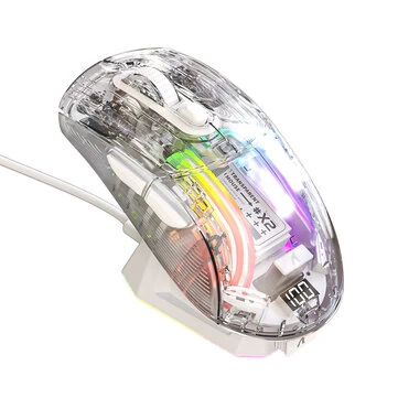 Attack Shark X2 PRO RGB Transparent Shell Gaming Mouse Three-mode Wireless Mute Mice with Power Digital Display 4000DPI 2.4G/BT5.0/Type-C Wired E-sports Gamer Mouse