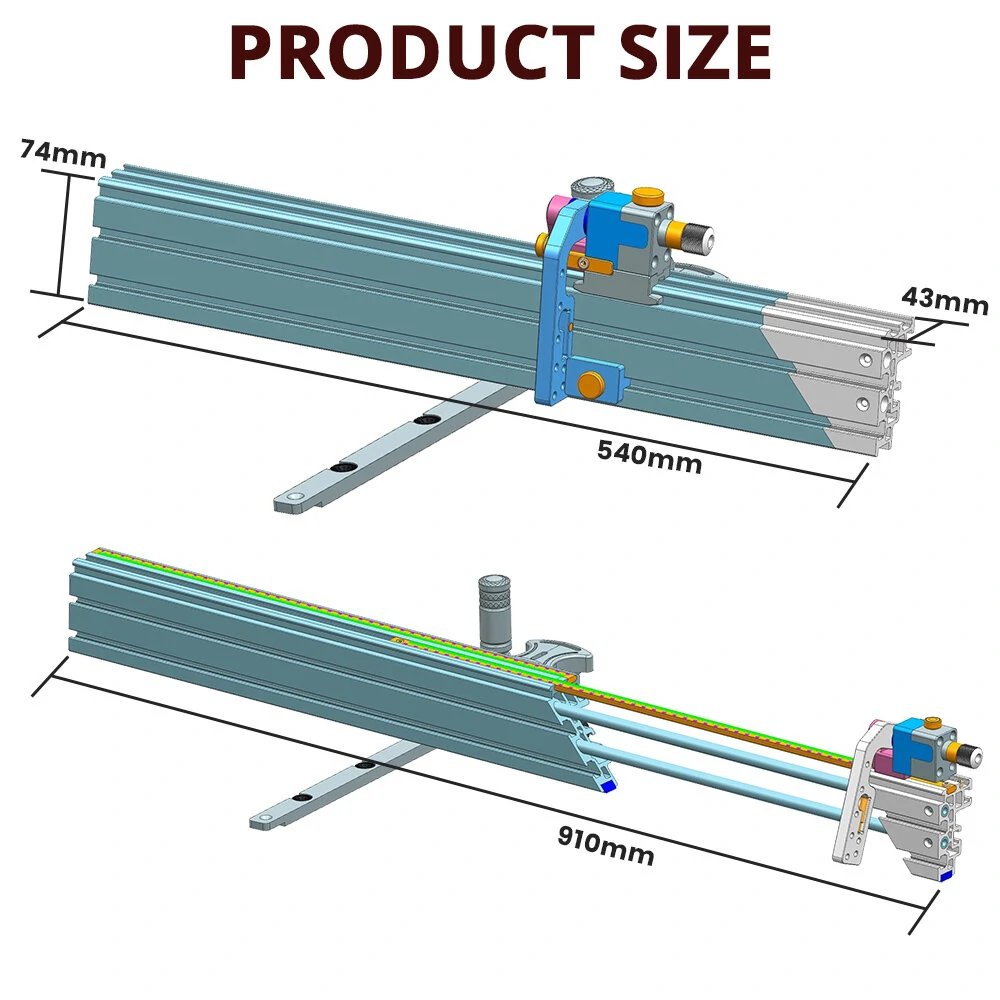 HONGDUI HD-MG21 Precision Miter Gauge For Table Saw With Extended Fence And 0.02mm Micro Adjustable Flip Stop Router Table Precision Angle Setting