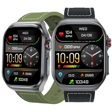ET585 2.04inch AMOLED Display PPG+ECG Micro-physical Examination Function HRV Detection Heart Rate Blood Pressure Blood Oxygen Monitor Sleep Monitoring Blood Sugar Blood Component BMI Measure