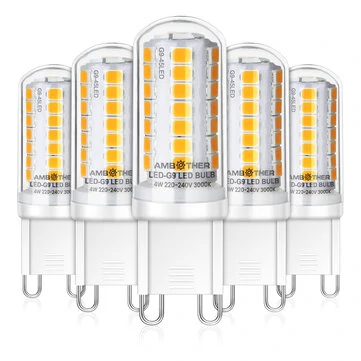 AMBOTHER 5PCS 4W AC 220-240V G9 LED Bulbs SMD2835 3000K Warm White 450LM No Flicker Light