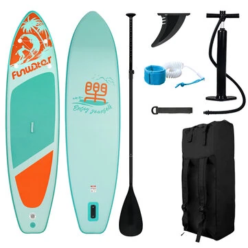 [EU Direct] FunWater 335cm 350cm Large Size Inflatable Stand Up Paddle Board Surfboard Complete Paddleboard Accessories Adjustable Paddle, Pump, ISUP Travel Backpack, Leash, Adult Paddle Boar