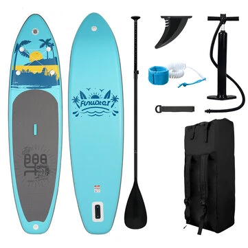 [EU Direct] FunWater 335cm 350cm Large Size Inflatable Stand Up Paddle Board Surfboard Complete Paddleboard Accessories Adjustable Paddle, Pump, ISUP Travel Backpack, Leash, Adult Paddle Boar