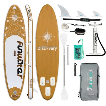 [EU Direct] FunWater 335cm Large Size Inflatable Paddle Board for All Skill Levels Everything Included with Stand Up Paddle Board, Adj Paddle, Pump, ISUP Travel Backpack, Leash, Waterproof Bag SUPFW12E SUPFW12F