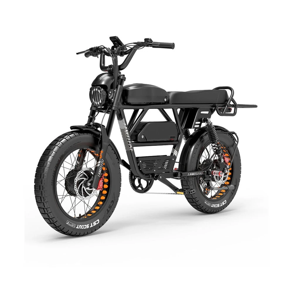 [EU DIRECT] LANKELEISI X-Black Knigh Electric Bike 48V 45AH 1000W*2 Dual Motor 20inch 120-280KM Max Mileage 200KG Max Load Electric Bicycle