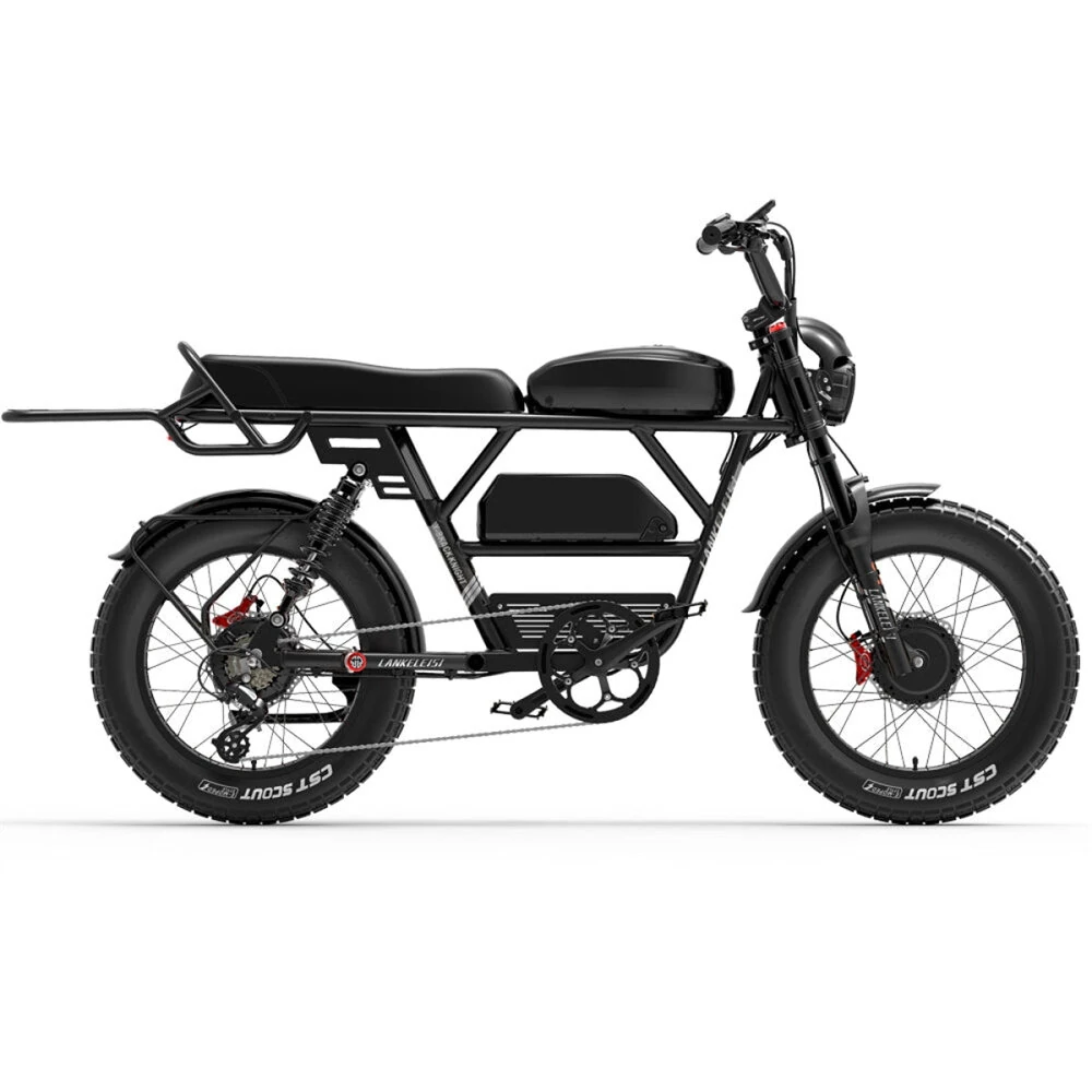 [EU DIRECT] LANKELEISI X-Black Knigh Electric Bike 48V 45AH 1000W*2 Dual Motor 20inch 120-280KM Max Mileage 200KG Max Load Electric Bicycle