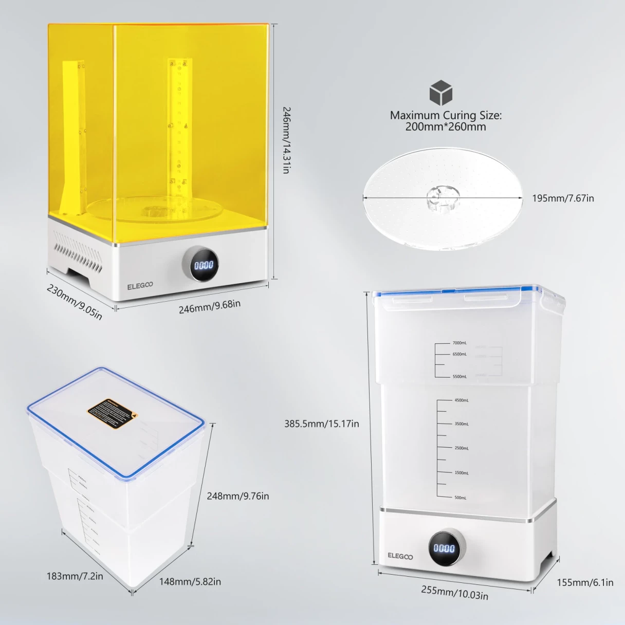 ELEGOO Mercury XS Bundle Wash and Cure with Separate Washing Station for Large Resin 3D Prints