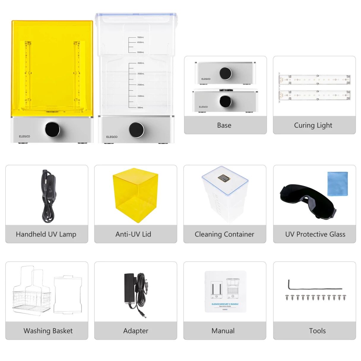 ELEGOO Mercury XS Bundle Wash and Cure with Separate Washing Station for Large Resin 3D Prints