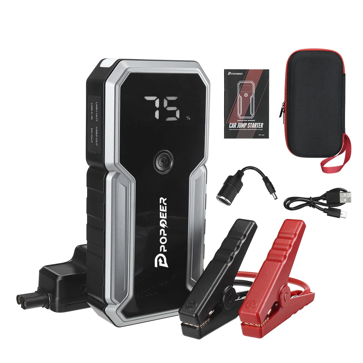 POPDEER PD-J02 23800mAh 3000A Jump Starter with QC 3.0 Fast Charging for 10.0 Gas/8.0L Diesel