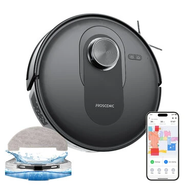 [EU Direct] Proscenic Q8 Robot Vacuum and Mop Combo, 4200 Pa Suction, LiDAR Navigation, 200min Runtime, Automatic Self-Charging, APP Control, 350ml Dustbin, 250ml Water Tank, for Indoor Floor