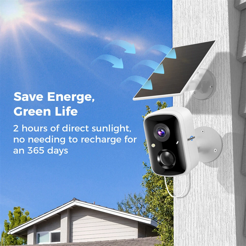 Hiseeu C90 4MP Solar WIFI IP Camera HD Video Night Full Color AI Motion Detect Two-Way Talk 100% Wireless with 1.6W Solar Panel Eseecloud App