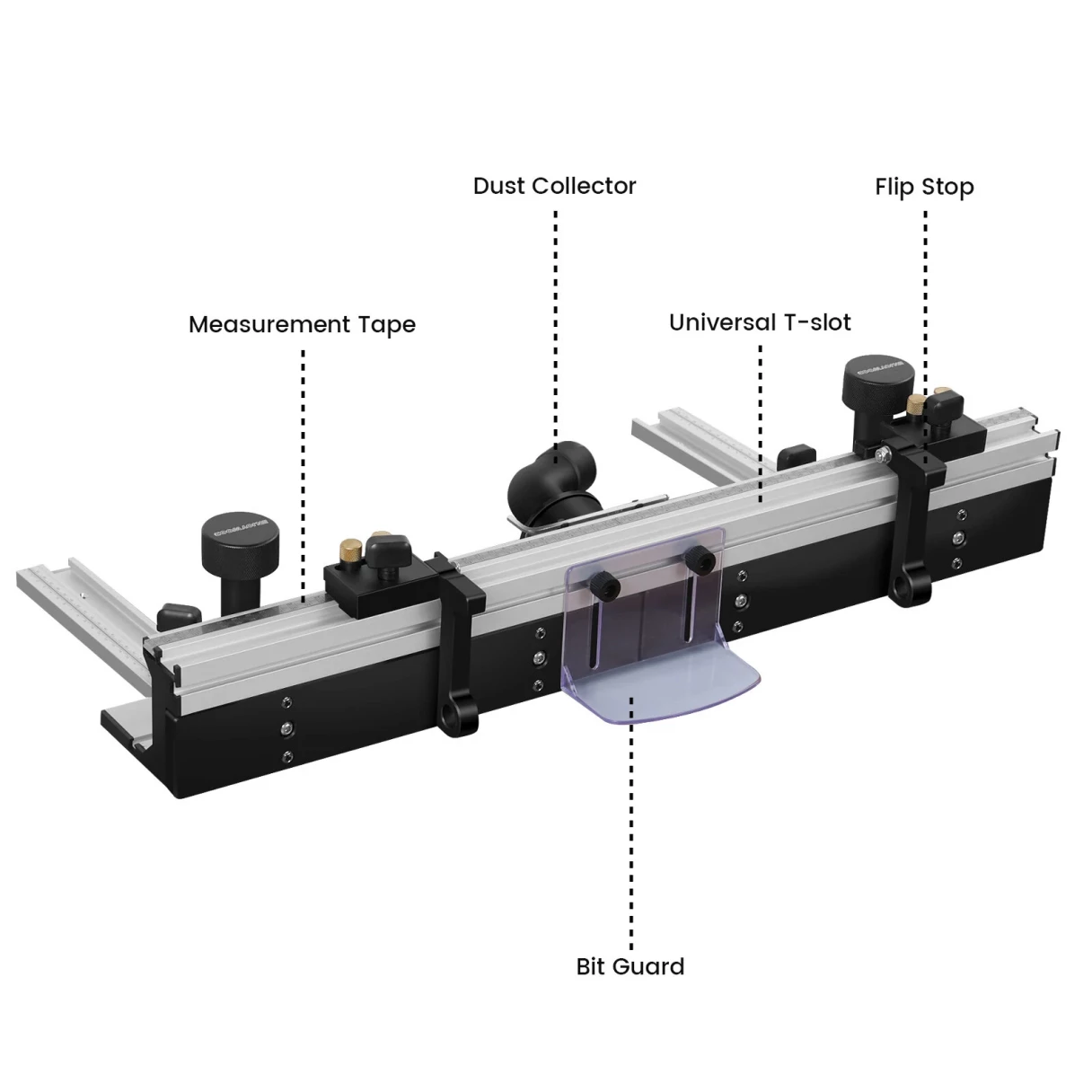 ENJOYWOOD Wnew Woodworking Router Table Fence Aluminium Profile Fence System 700mm with Sliding Brackets Bit Guard