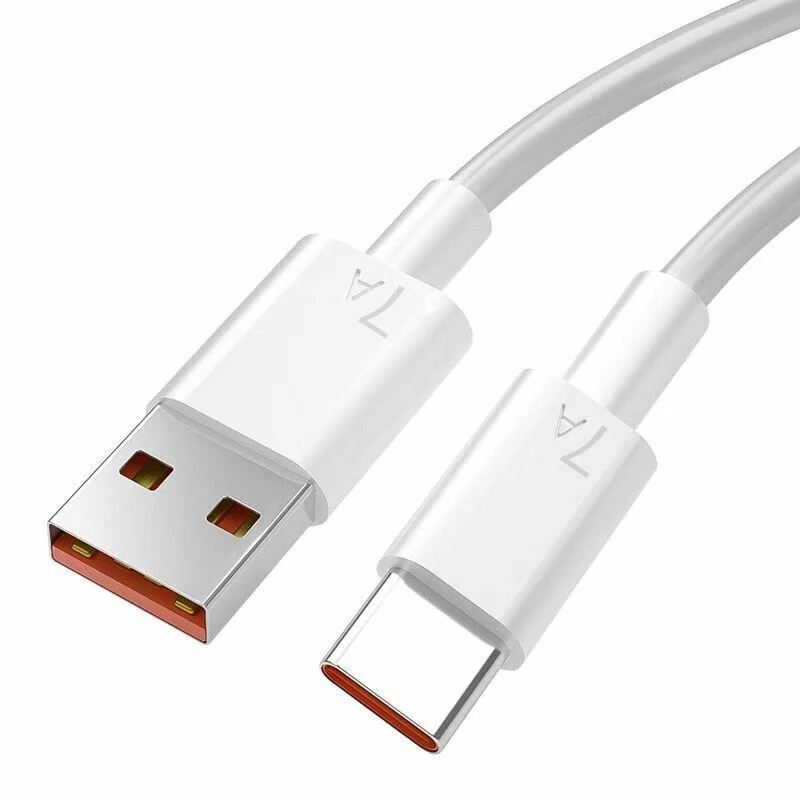 7A USB to Type-C Cable Support 6A/7A Fast Charging Data Transmission Protocol PVC Core Line 0.25M/1M/2M Long for Huawei Mate 40Pro for Xiaomi Mi12 for Samsung Galaxy Z Fold 2