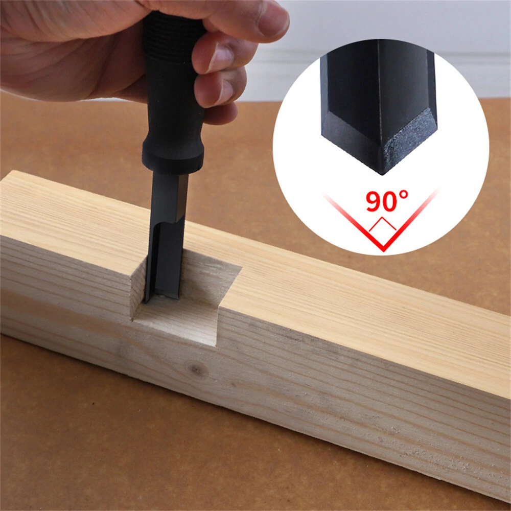 90° Right Angle Chisel Tool with Sturdy Plastic Handle High Carbon Steel Body for Efficient Grooving Work