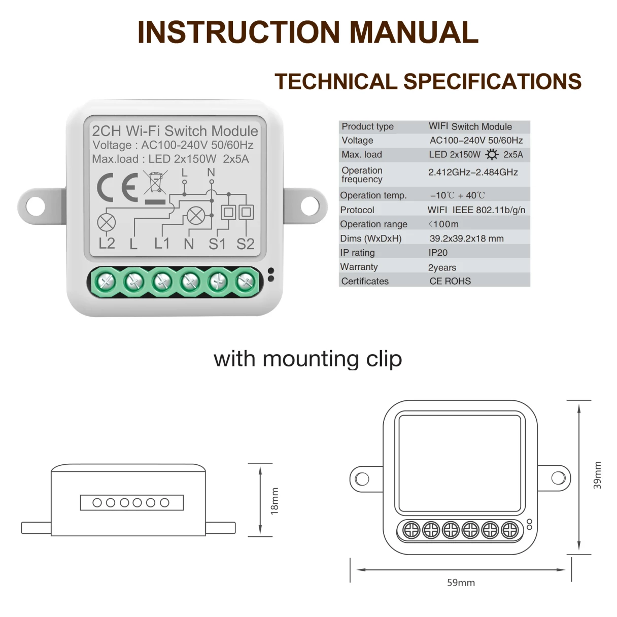 Tuya WiFi Smart Switch Module Electrical Switching 1/2/3/4Gang Lighting Switch Module Mobile APP Control