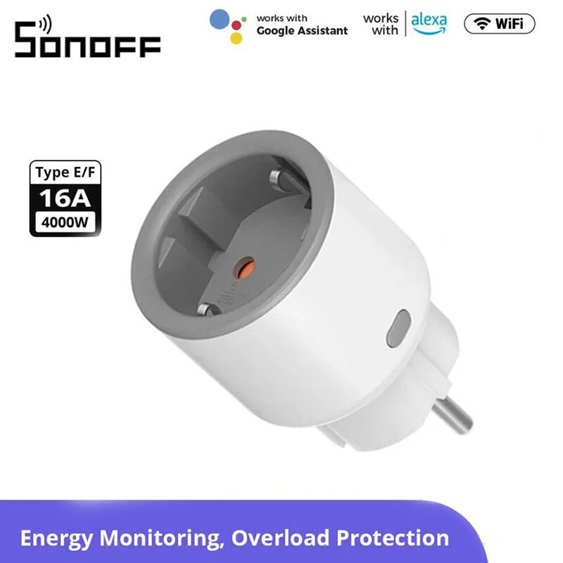 SONOFF S60 Type F/E EU Plug WiFi Socket Smart Home Power Monitor Outlet Overload Protection Timer Smart Scene Remote Control via Alexa Google Home IFTTT