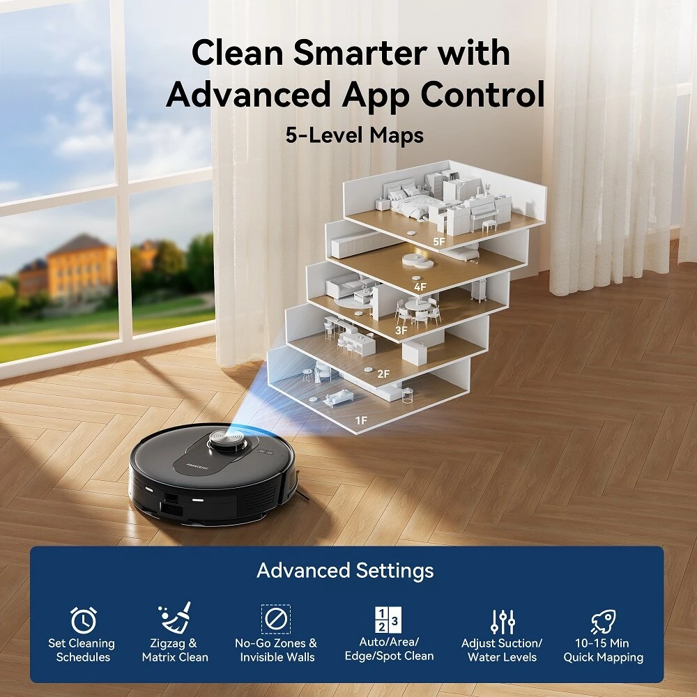 [EU Direct] Proscenic Q8MAX Robot Vacuum Cleaner, Laser Navigation, 4.2KPa Suction, Dual Spin Mops, Carpet Detection,Ultrasonic Carpet Recognition, App & Alexa Voice Control