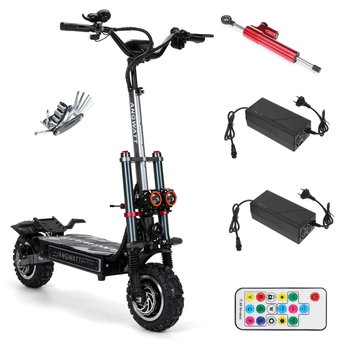 [EU DIRECT] ANGWATT T1 Electric Scooter 60V 35Ah 6000W (2*3000W) Dual Motor 11inch Off-Road Electric Scooter Steering Damper Electric Scooter 80-105km Mileage 200kg Max Load EU Plug T107 PRO KuKirin G4 MAX  OOTD D88 LAOTIE TI30