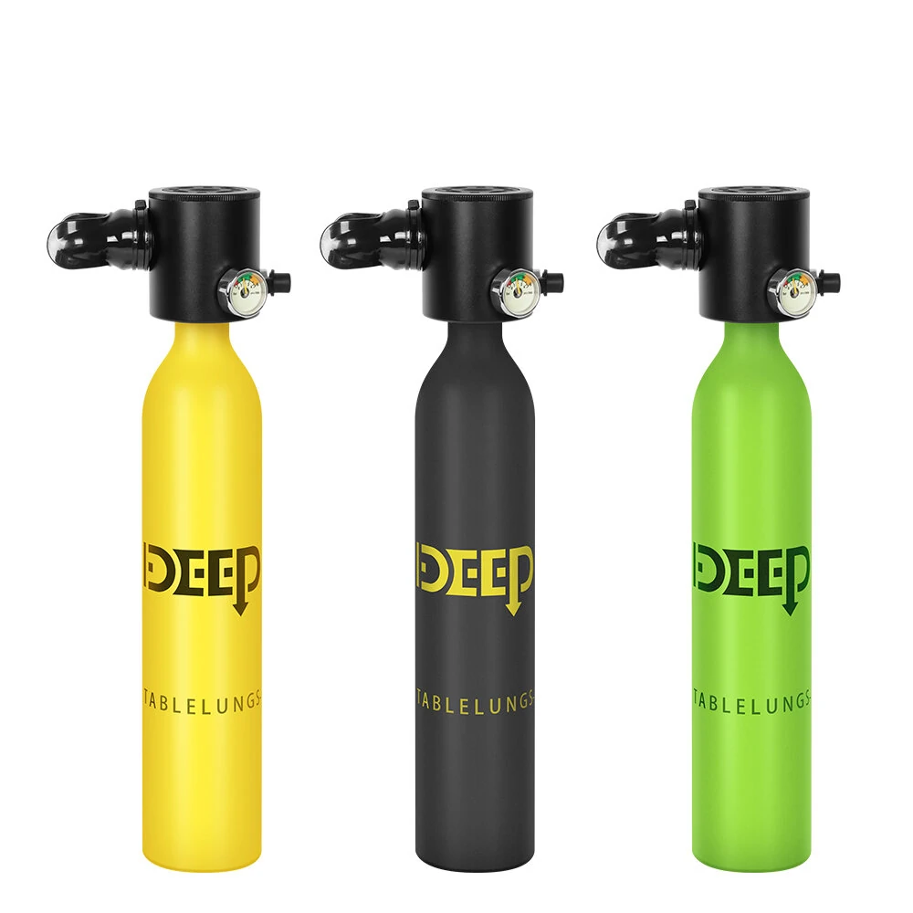 [EU Direct] DIDEEP 0.5L*2 Mini Scuba Diving Oxygen Cylinder Equipment Oxygen Tank Underwater Breather Diving Lung Air Tank Set with Pump,Tank Inflatable Adapter, Storage Bag