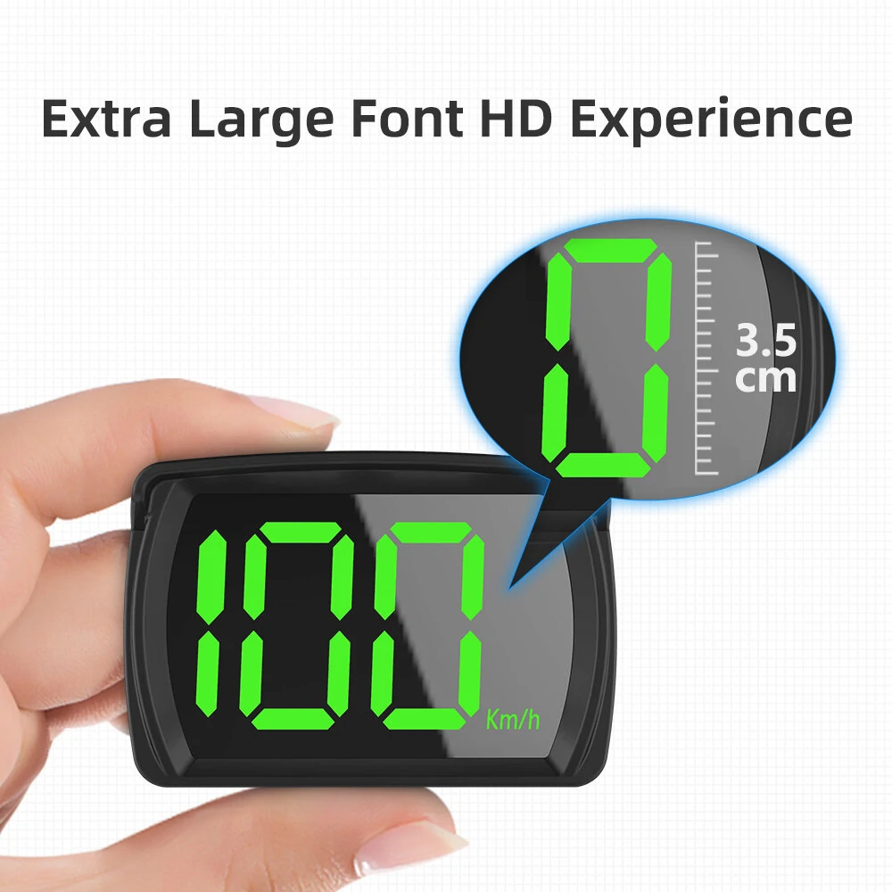 Car GPS HUD Digital Speedometer KMH MPH Big Fonts Green Light Car HUD Head Up Display for All Cars