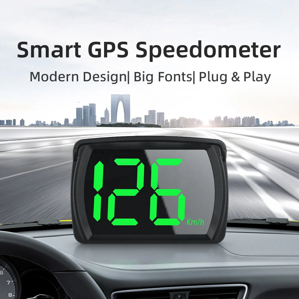 Car GPS HUD Digital Speedometer KMH MPH Big Fonts Green Light Car HUD Head Up Display for All Cars