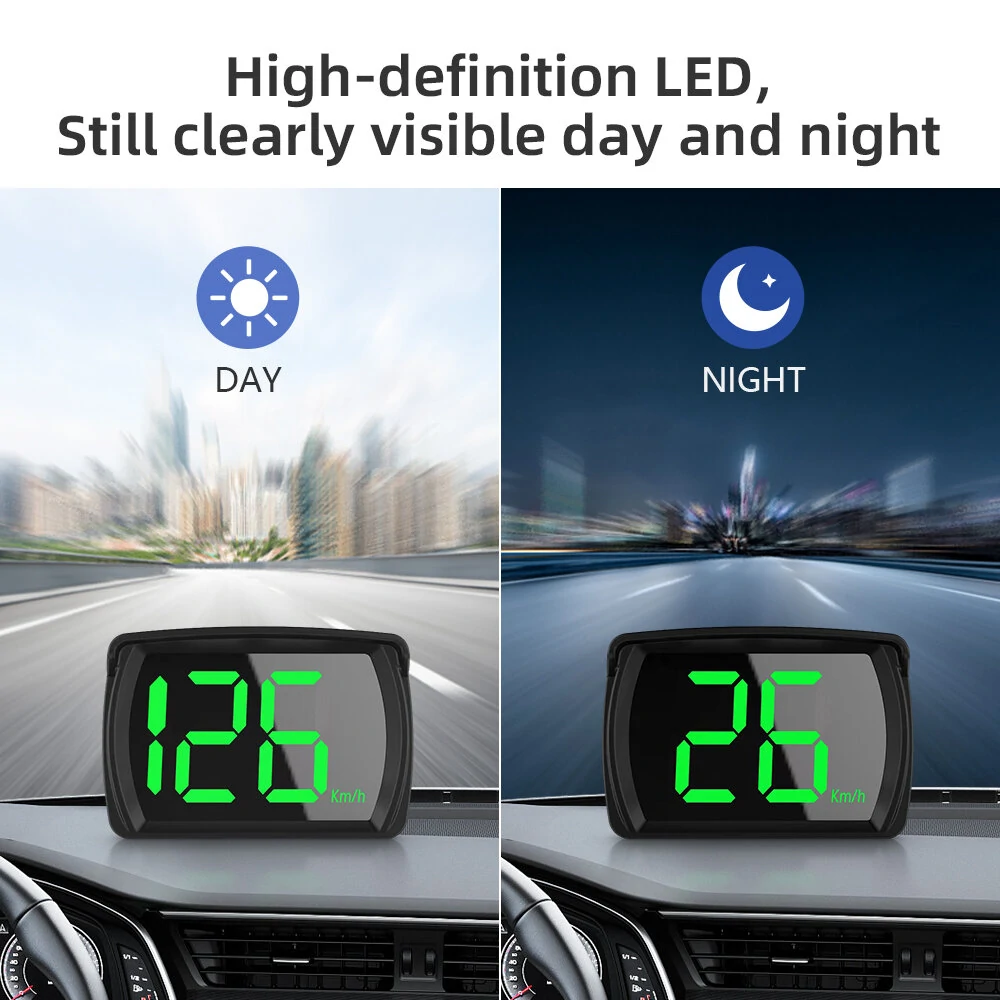 Car GPS HUD Digital Speedometer KMH MPH Big Fonts Green Light Car HUD Head Up Display for All Cars