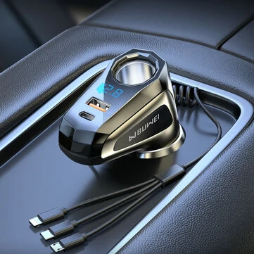 Car Charger with Type-C PD65W & 100W Super Fast Charge USB & 3-in-1 Charging 289W Max Power 12V-24V Universal