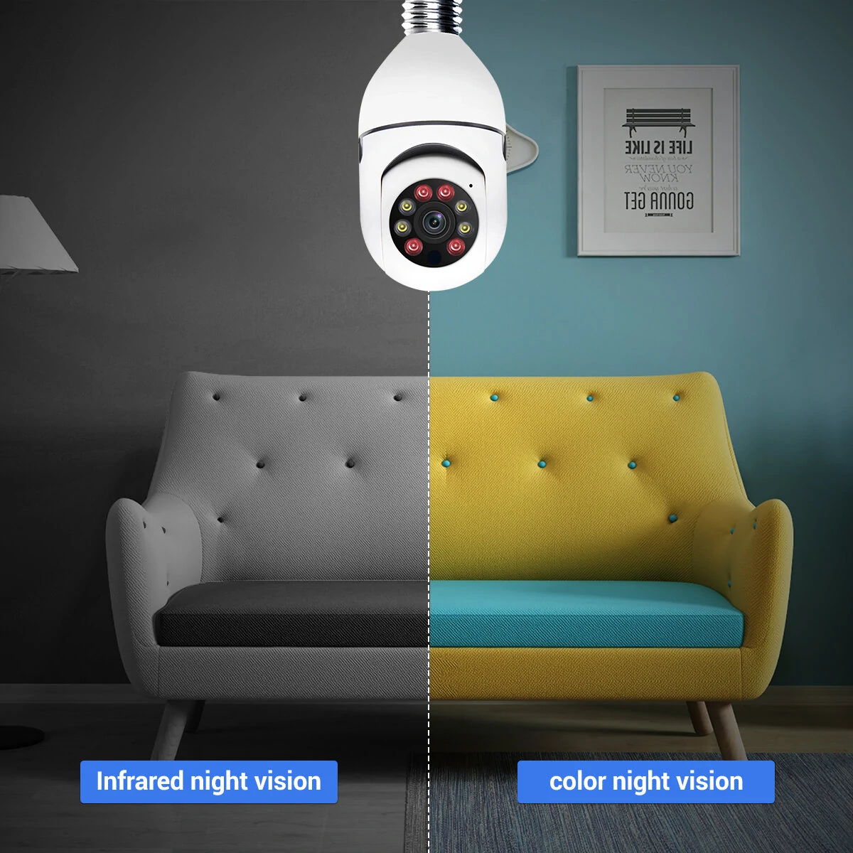 PR001 4MP IP Wifi Camera Motion Detection Mobile Tracking E27 Lamp Bulb Camera Alarm App Push Support Alexa Google Home
