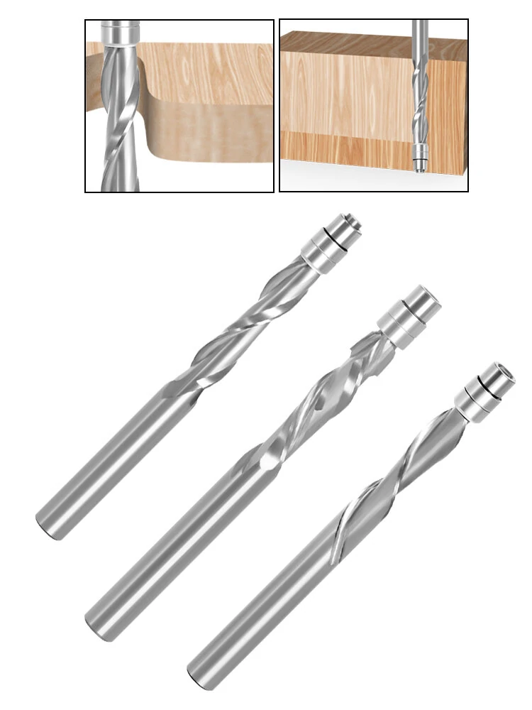 LAVIE 1/4 Inch 6.35mm Shank Solid Carbide Top Bearing Guided Two Flute Flush Trim Router Bits Woodworking Milling Cutters End Mill