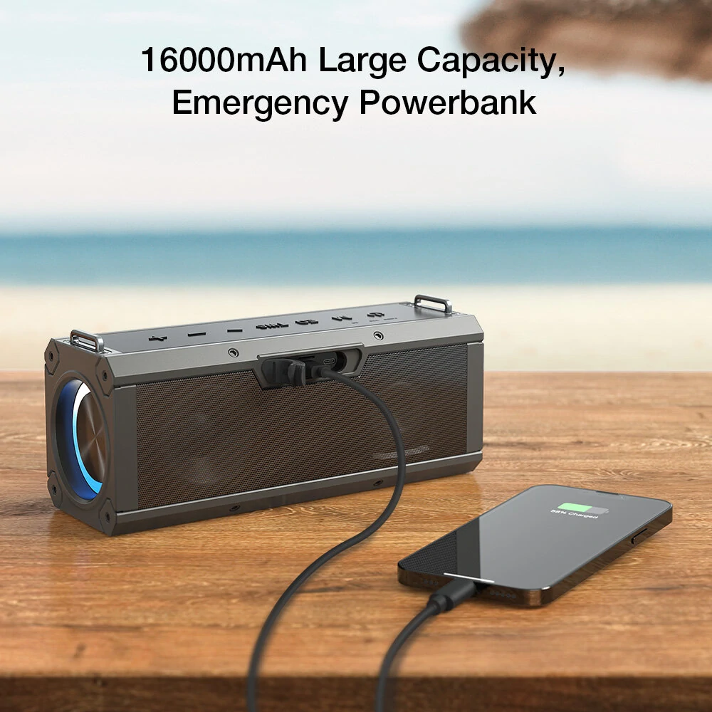 BlitzWolf® BW-WA3 Pro 120W bluetooth Speaker Portable Speaker Quad Drivers Deep Bass Diaphragm EQ Stereo RGB Light TWS 16000mAh Power Bank Outdoors Wireless Speaker