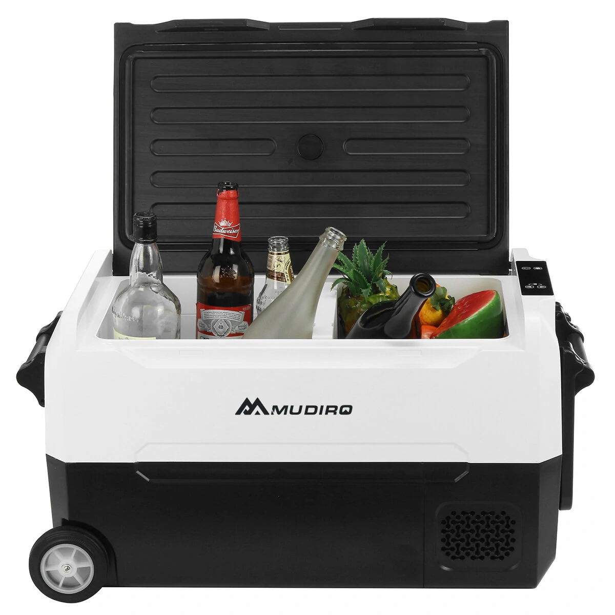 Mudiro 12 Volt Refrigerator 12V Car Fridge 35L(37QT) 55L(58QT) -4℉~68℉ Freezer Compressor Cooler 12/24V DC & 100-240V AC,Removable Divider, Car Fridge For Car, Camping, Travel, Fishing, Outdoor or Home