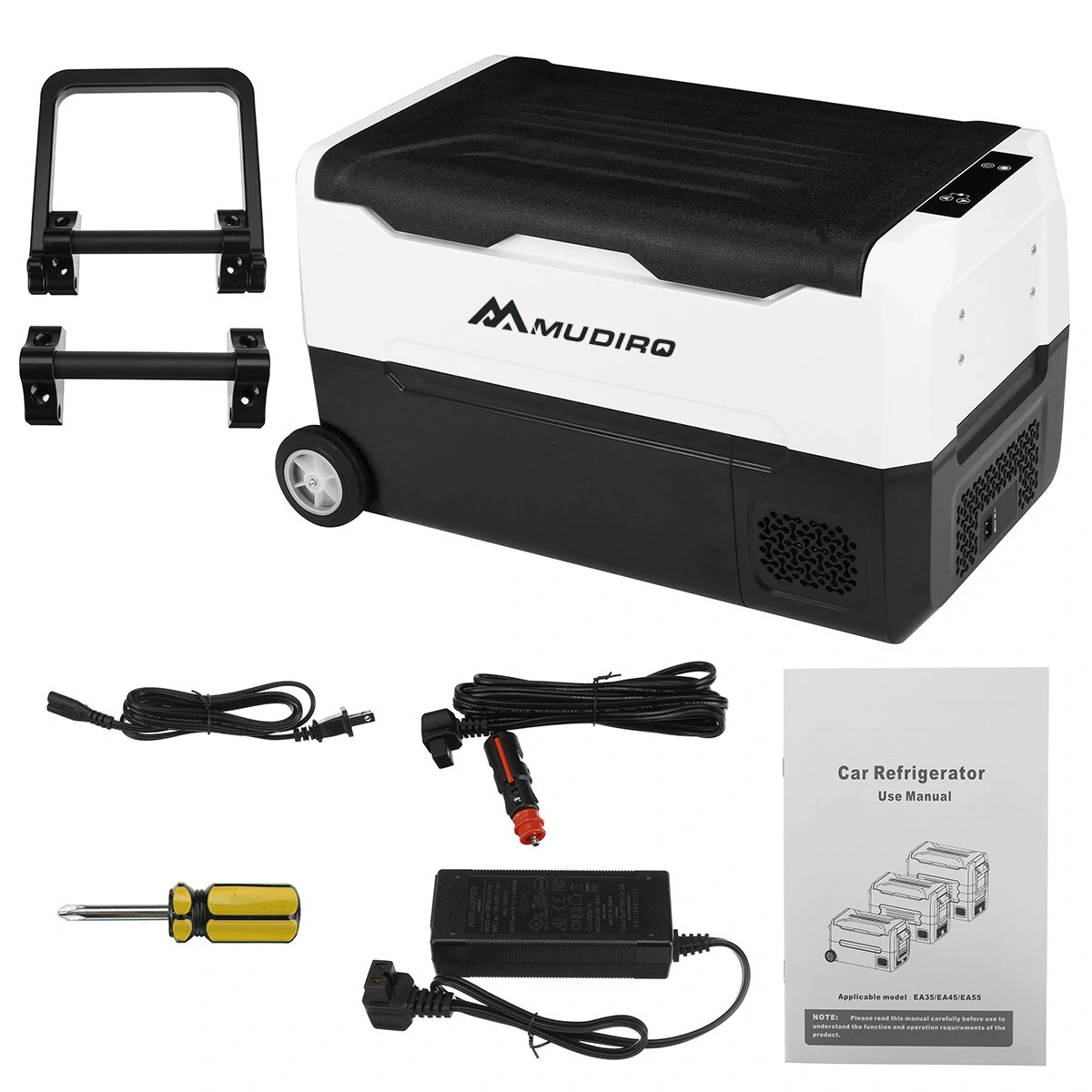 Mudiro 12 Volt Refrigerator 12V Car Fridge 35L(37QT) 55L(58QT) -4℉~68℉ Freezer Compressor Cooler 12/24V DC & 100-240V AC,Removable Divider, Car Fridge For Car, Camping, Travel, Fishing, Outdoor or Home