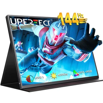 UPERFECT UGame B118 18 Inch 2K 144Hz Portable Gaming Monitor 2560x1600 QHD FreeSync HDR IPS Eye Care Type-C/Mini HD/3.5mm AUX Secondary Display Screen with Dual Speakers for Game Console