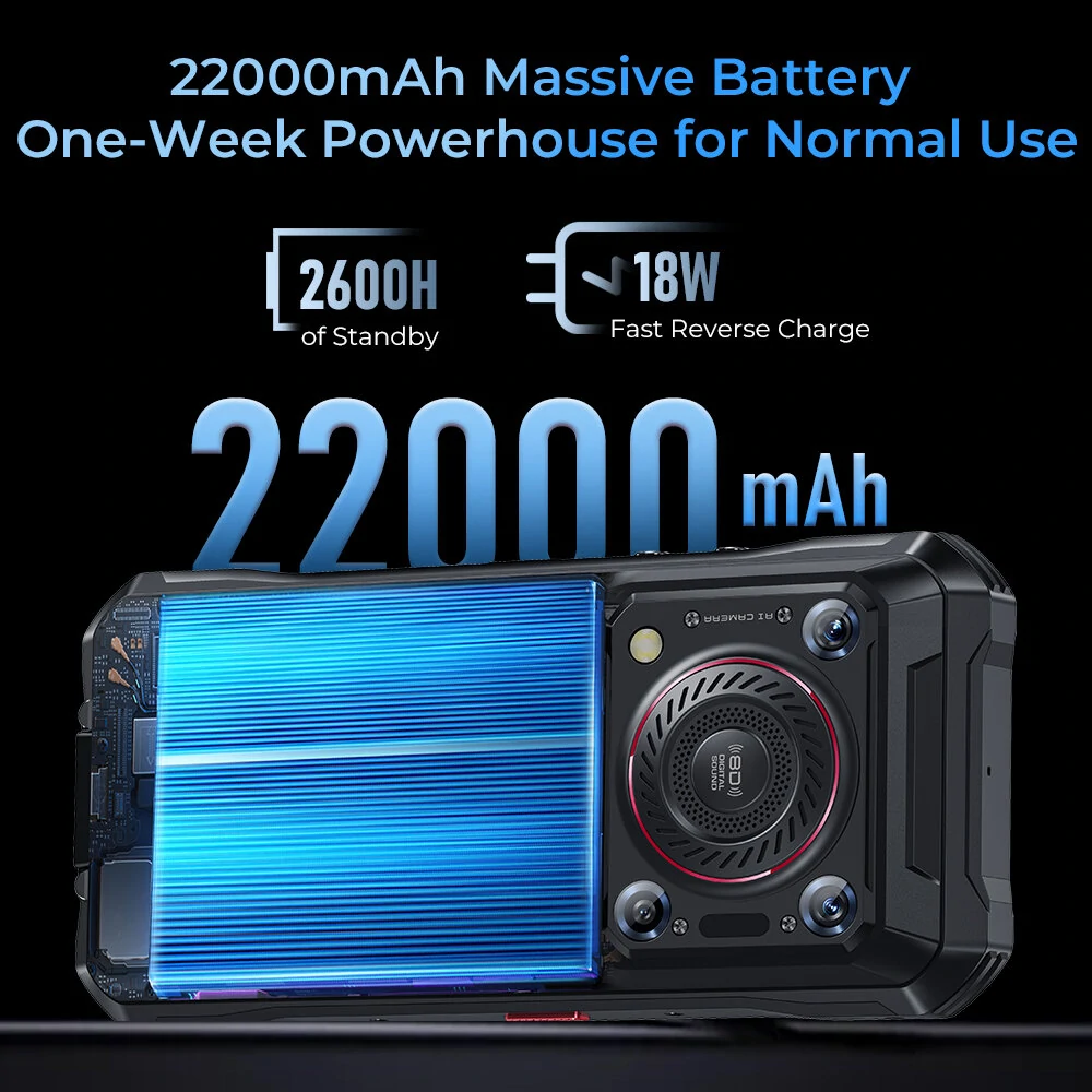 [EU Direct] Oukitel WP33 Pro 5G Loud Speaker 24GB 256GB 64MP Camera Night Vision Dimensity 6100+ 6.6 inch 22000mAh 33W Fast Charging NFC IP68 IP69K Waterproof Rugged Smartphone