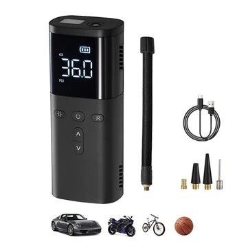 Portable Car Air Pump 5 Modes 60W Tire Inflator Power Bamk For Car Motorcycle Bicycle Ball with LED Light Digital Display