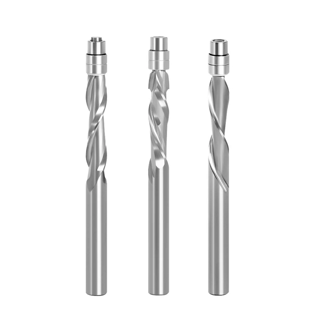 LAVIE 6mm 6.35mm Shank Solid Carbide Bearing Guided Two Flute Flush Trim Router Bits Woodworking Milling Cutters Z06AT3A