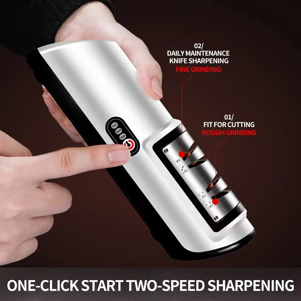 Electric Knife Sharpener Multifunctional Automatic 2 Gears Kitchen Cordless Electric Fast Knife Sharpener Kitchen Tools Grinder