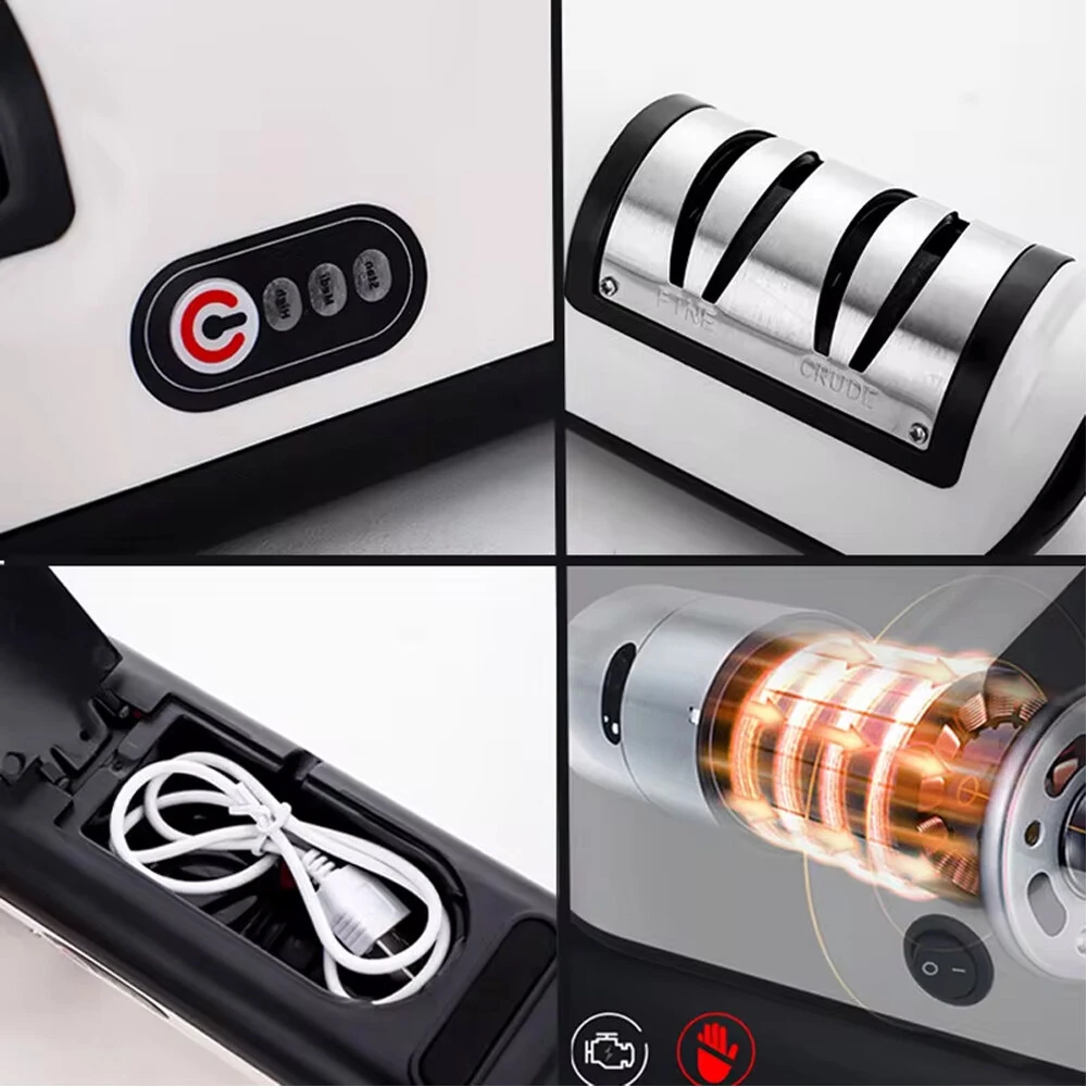 Electric Knife Sharpener Multifunctional Automatic 2 Gears Kitchen Cordless Electric Fast Knife Sharpener Kitchen Tools Grinder