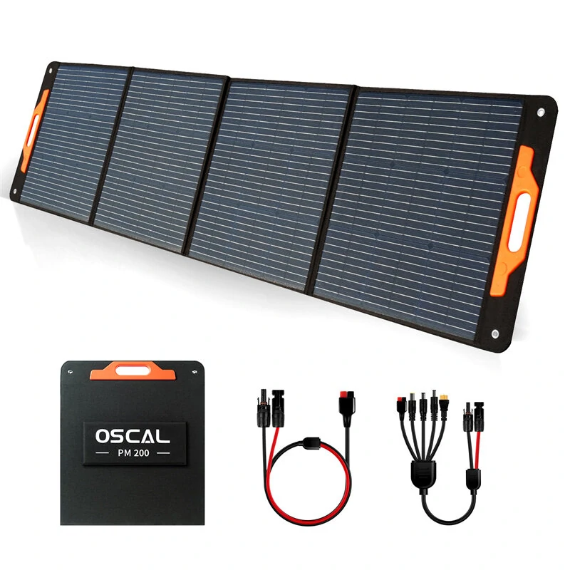 Blackview Oscal Powermax 3600+4*PM200 Power Station Solar Panel Kit 3600Wh to 57600Wh LiFePO4 Battery Pack Power Bank with 14 Outlets 5 LED Light Modes Morse Code Portable Roller Power Backup for Emergency Communication Camping House Trolling