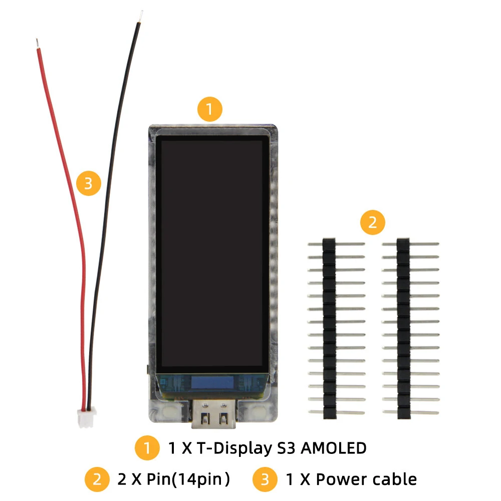 LILYGO® T-Display-S3 AMOLED ESP32-S3 1.91-inch RM67162 Display Development Board WiFi Bluetooth 5.0 Wireless Module