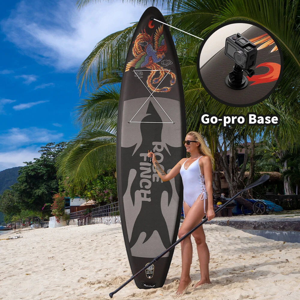 [EU Direct] FunWater 350cm Large Size Inflatable Stand Up Paddle Board Surfboard Complete Paddleboard Accessories Adjustable Paddle, Pump, ISUP Travel Backpack, Leash, Adult Paddle Board SUPFR17T