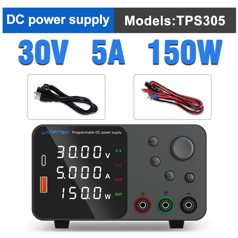 WANPTEK Lab Bench Power Supply 300W Laboratory Switching Power Supply Unit 30V 10A Adjustable Digital Source 60V 5A Voltage Stabilizer