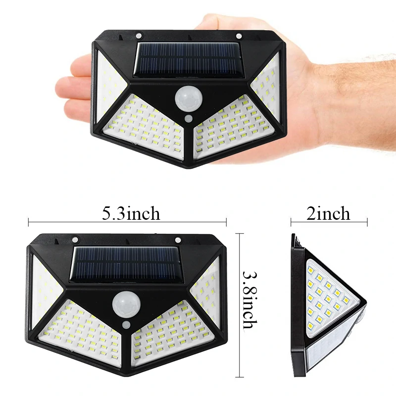 100 LED Solar Power Waterproof IP65 PIR Motion Sensor Solar Light Outdoor Garden Lamp