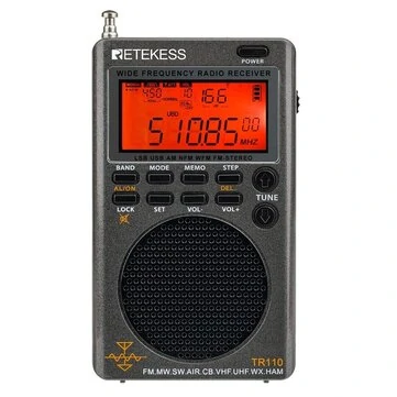 Retekes TR110 Radio Portable SSB Shortwave Radio FM/MW/SW/LSB/AIR/CB/VHF/UHF Full Band NOAA Alert Digital Radio Receiver Alarm Clock