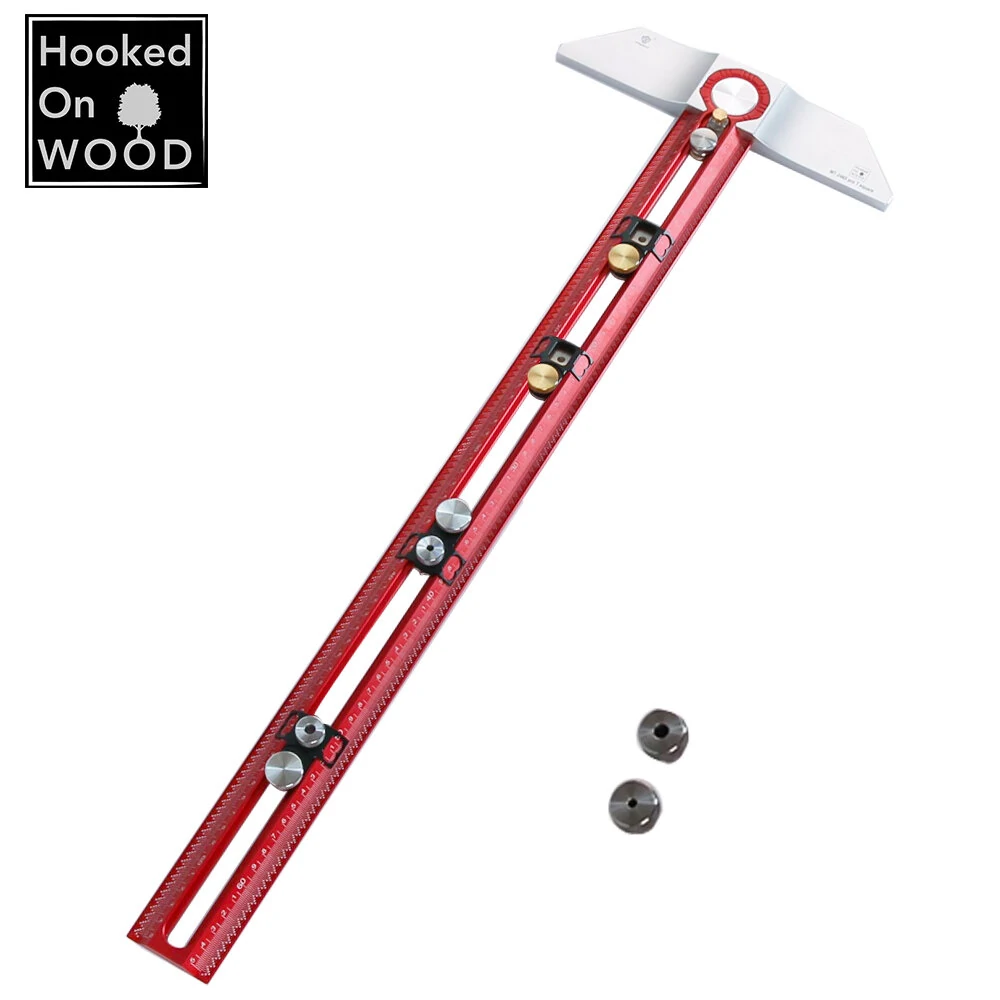 HONGDUI Hooked On Wood MT-2465 PRO Scriber Marking T Square Ruler Aluminum Alloy Hole Positioning Marking Gauge