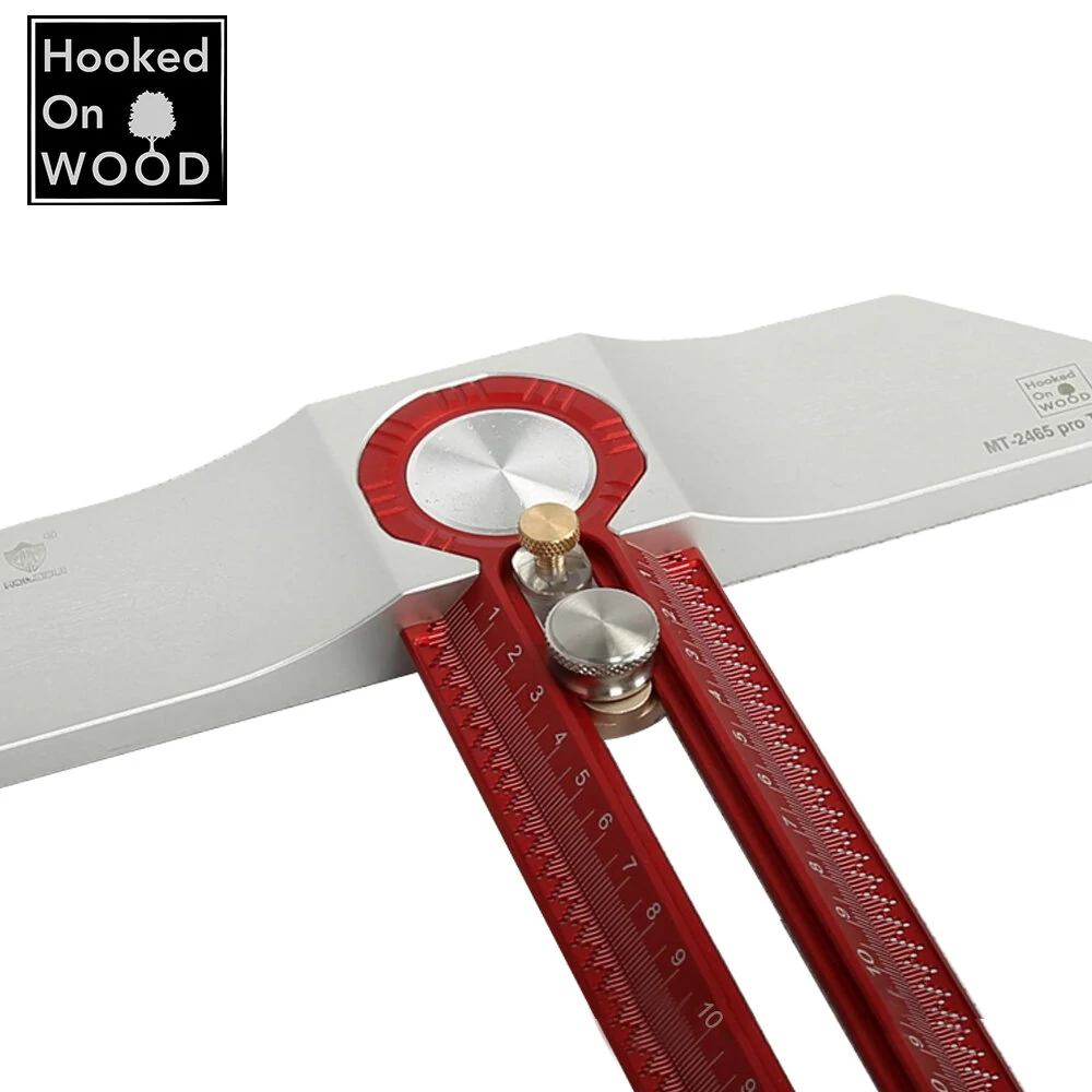 HONGDUI Hooked On Wood MT-2465 PRO Scriber Marking T Square Ruler Aluminum Alloy Hole Positioning Marking Gauge