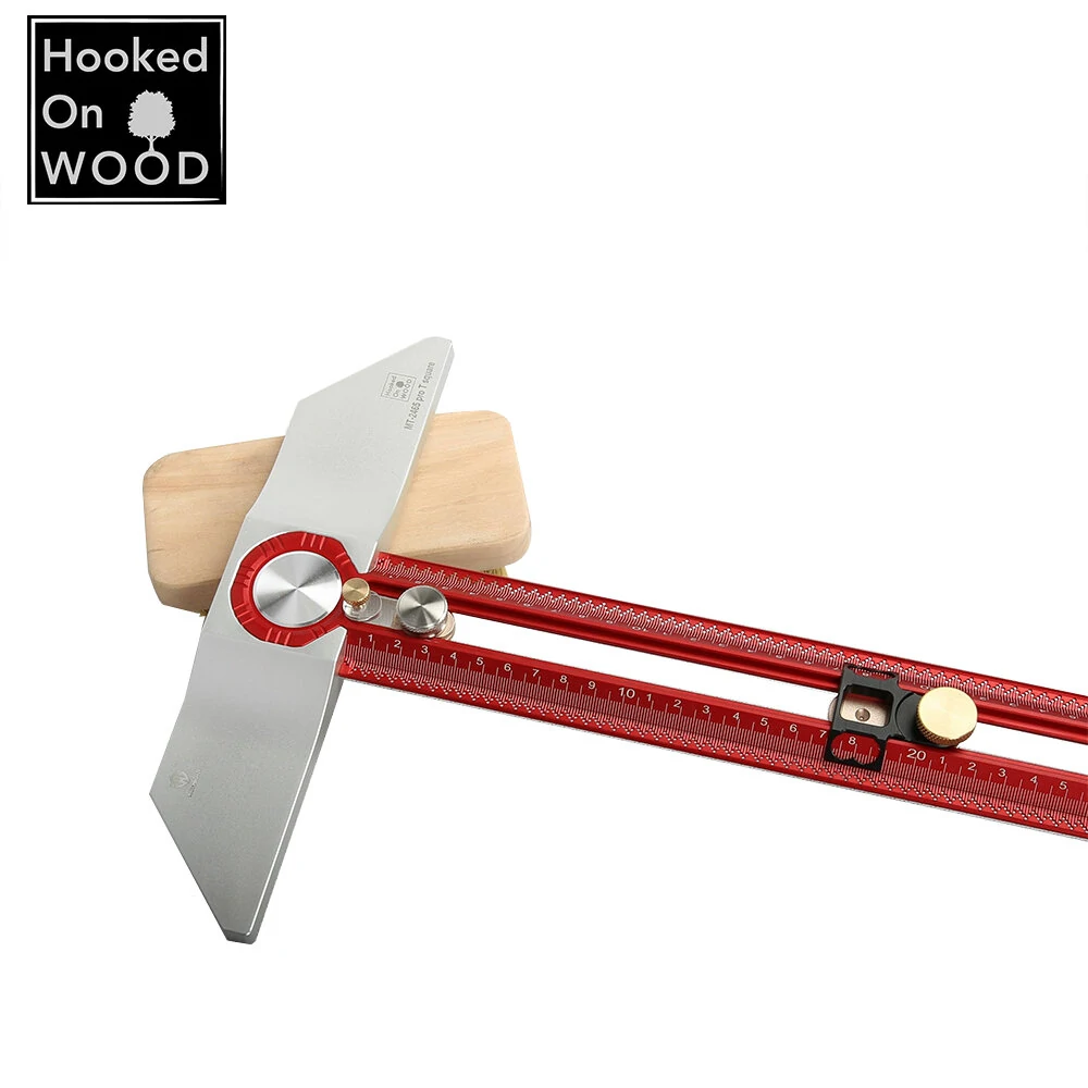 HONGDUI Hooked On Wood MT-2465 PRO Scriber Marking T Square Ruler Aluminum Alloy Hole Positioning Marking Gauge